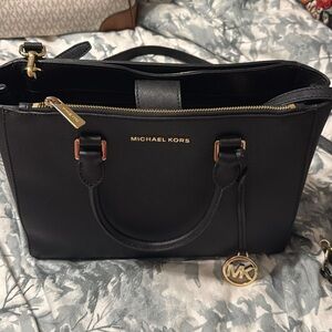 Michael Kors Black Satchel with Gold Accents